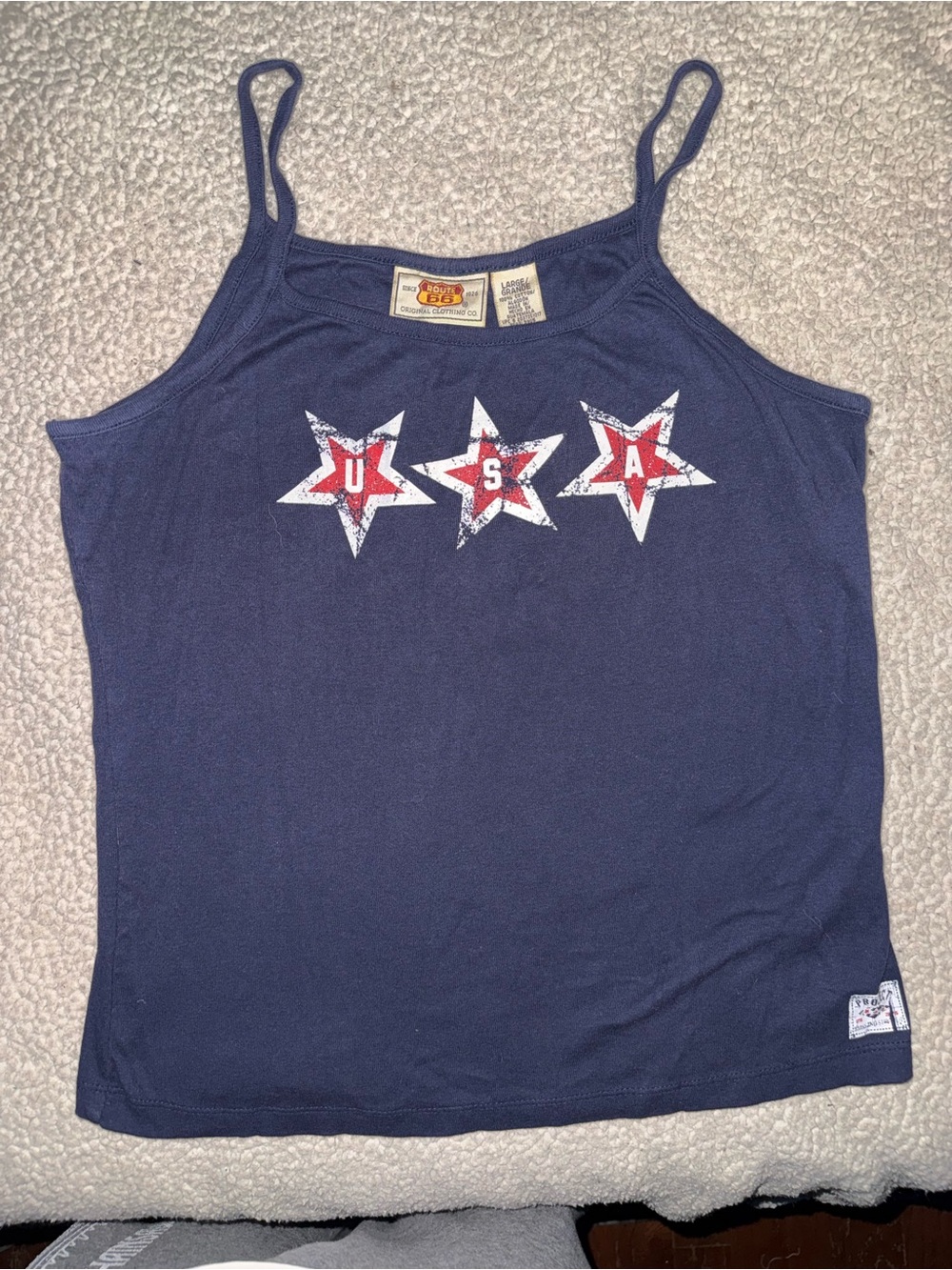 Route 66 USA Star Graphic Navy Women's Tank Top